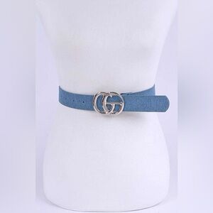 Denim Blue with Silver Buckle Statement Belt